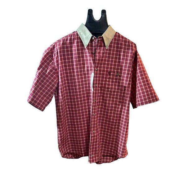 NWT Mens Wrangler PBR Size L XL Red Buffalo Plaid S/S Professional Bull Riders - Picture 4 of 8